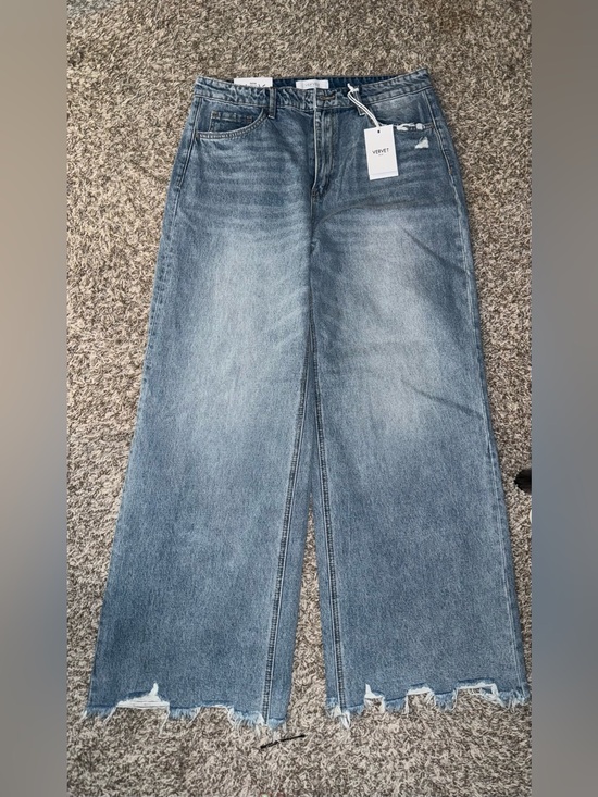 VERVET BY FLYING MONKEY Denim - VERVET High-Rise Wide Leg Distressed Jeans - Light Blue